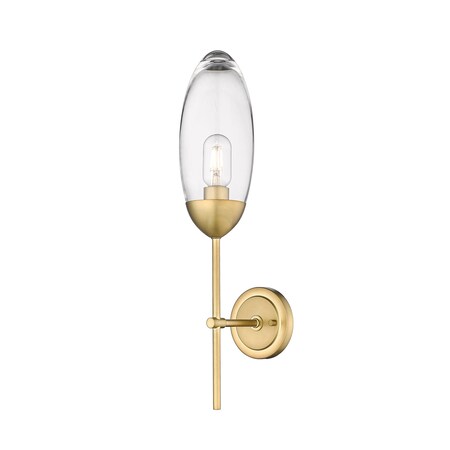 Z-Lite Arden Wall Sconce, 1-Light, 4.5 In.W x 7 In.L x 21.5 In.H, Rubbed Brass/Clear 651S-RB